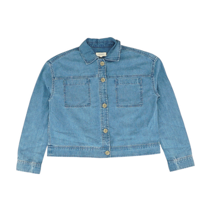 Blue Solid Denim Jacket