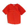 Red Solid Short Sleeve Button Down