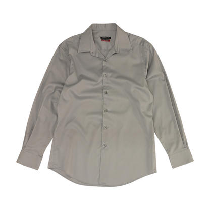 Gray Solid Long Sleeve Button Down