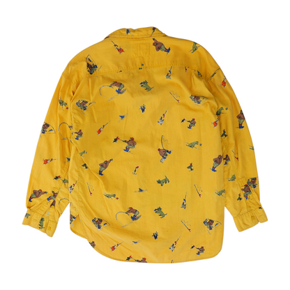 Orange Print Long Sleeve Button Down