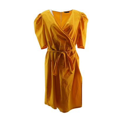 Orange Solid Midi Dress