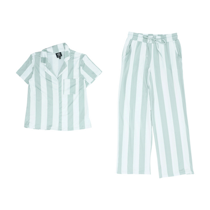 Green Striped Pajama Set