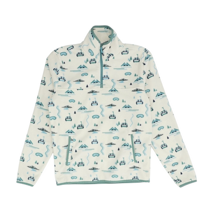 White Print Fleece Pullover