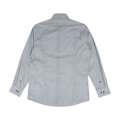 Blue Polka Dot Long Sleeve Button Down