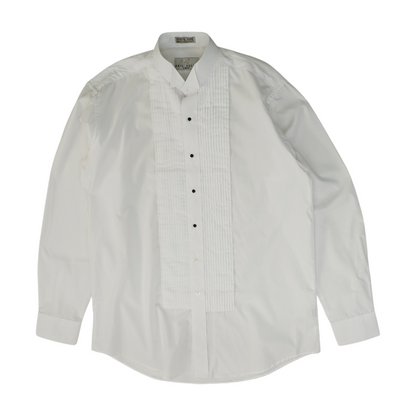 White Solid Tuxedo Button Down