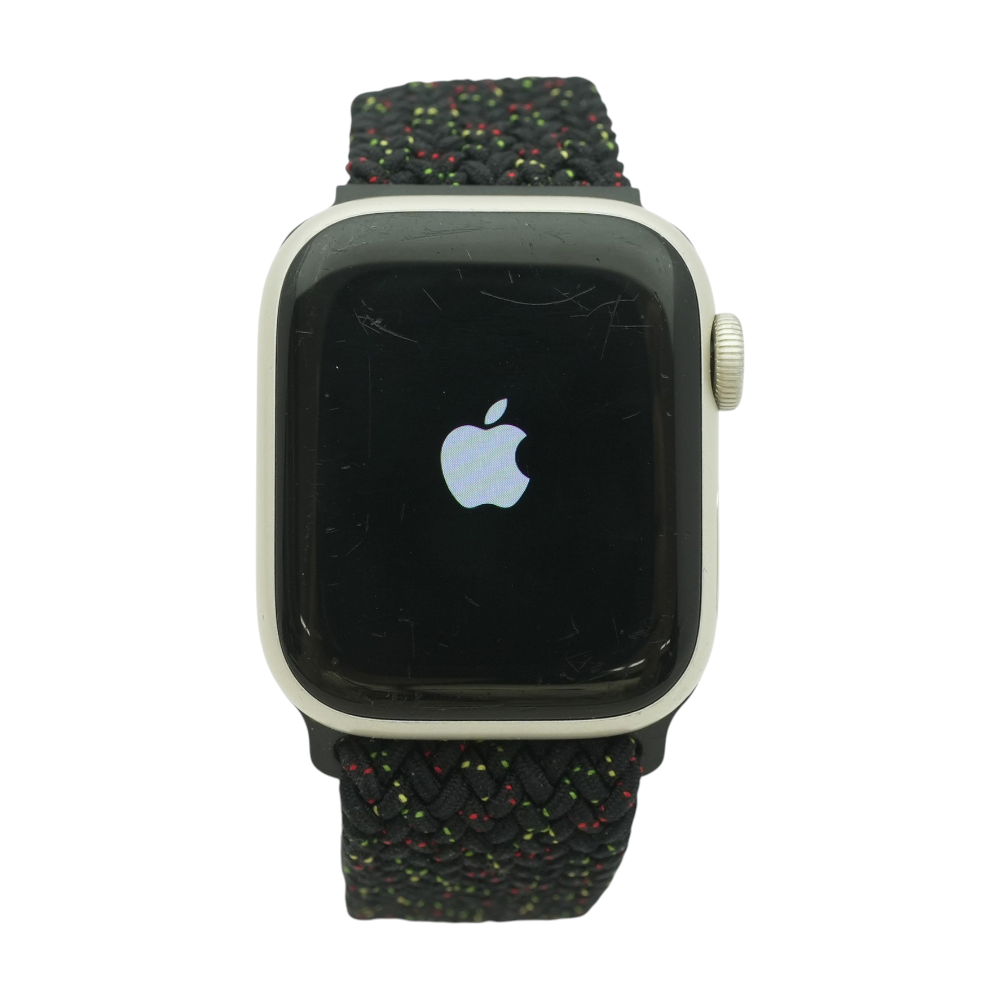 41mm Series 7 Silver Smartwatch Multi Colored Band Medium