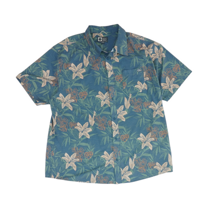 Blue Floral Short Sleeve Button Down