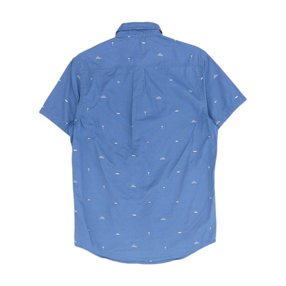 Blue Print Short Sleeve Button Down
