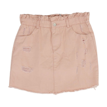 Pink Solid Midi Skirt