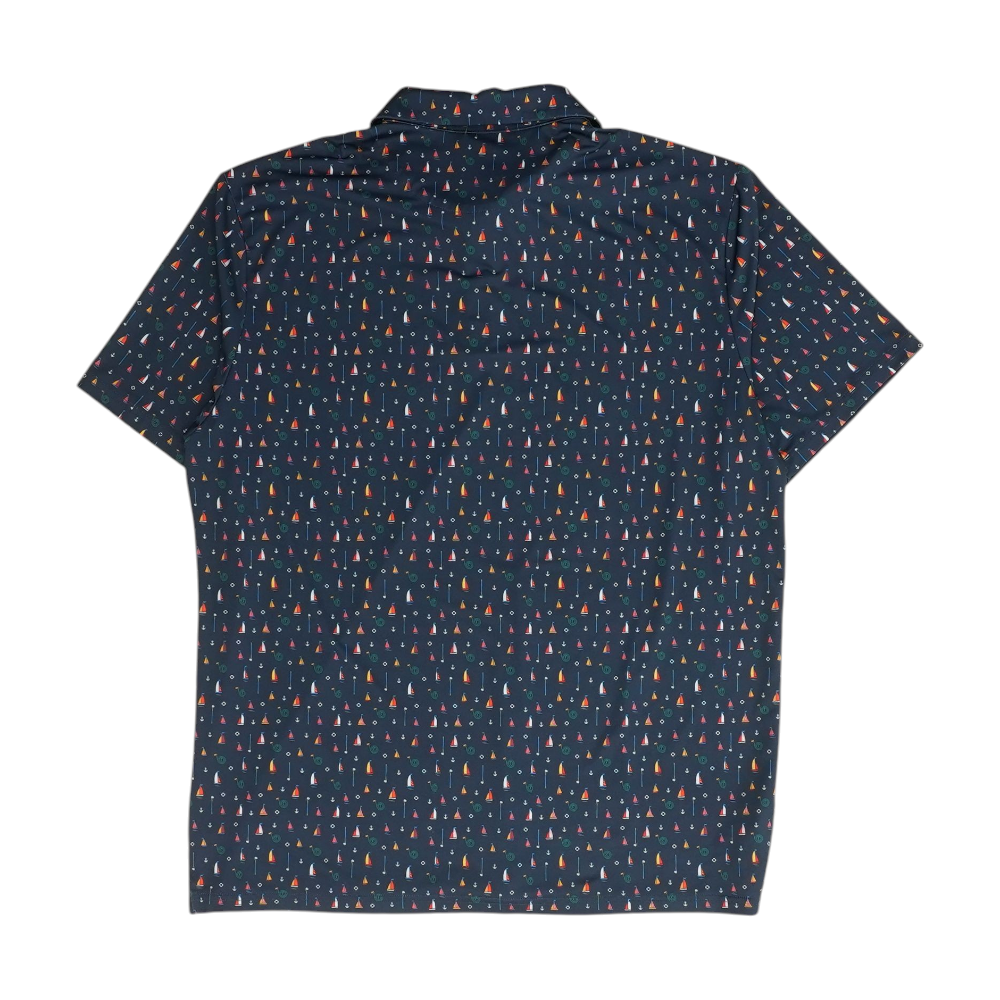 Navy Graphic Short Sleeve Polo