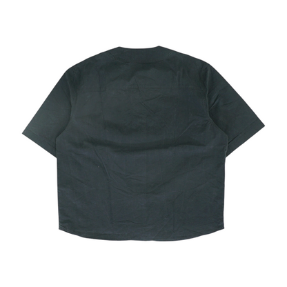 Black Solid Short Sleeve Button Down