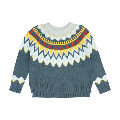 Gray Abstract Pullover Sweater