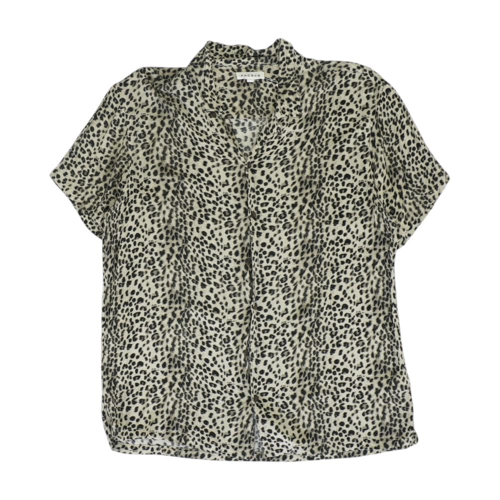 Beige Animal Print Button Down