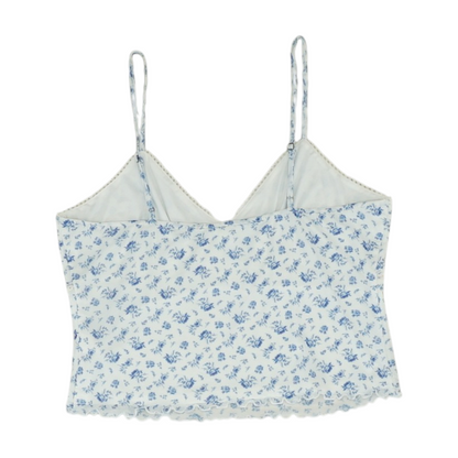 White Floral Cropped Blouse
