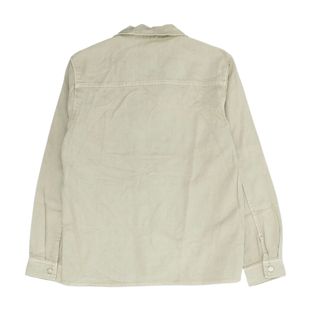 Beige Solid Long Sleeve Button Down