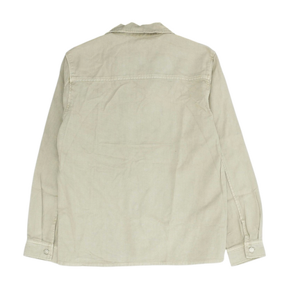 Beige Solid Long Sleeve Button Down