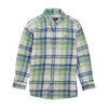 Green Plaid Long Sleeve Button Down