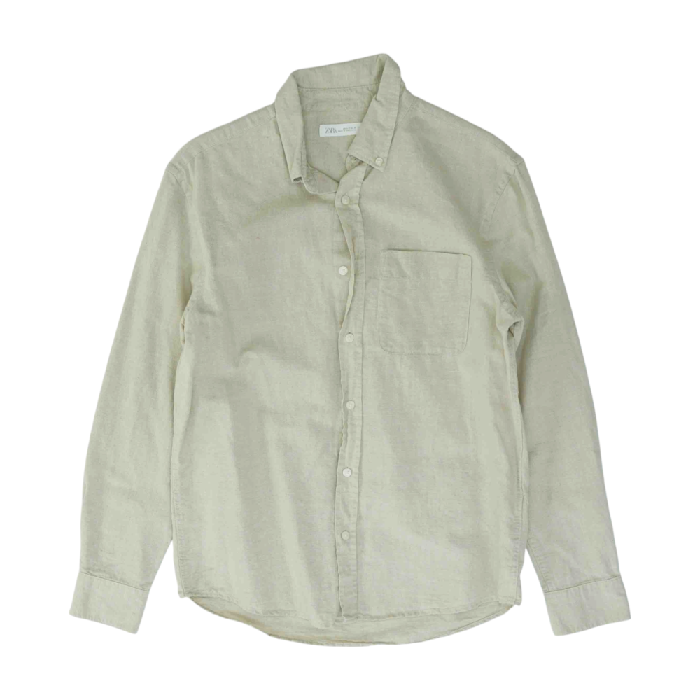 Tan Solid Long Sleeve Button Down