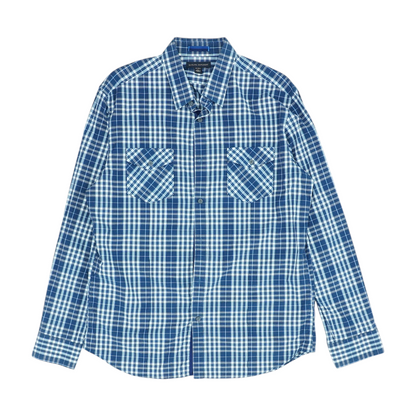 Navy Plaid Long Sleeve Button Down