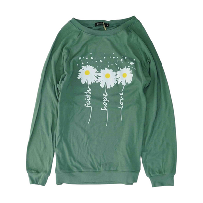 Green Floral Sweatshirt Pullover