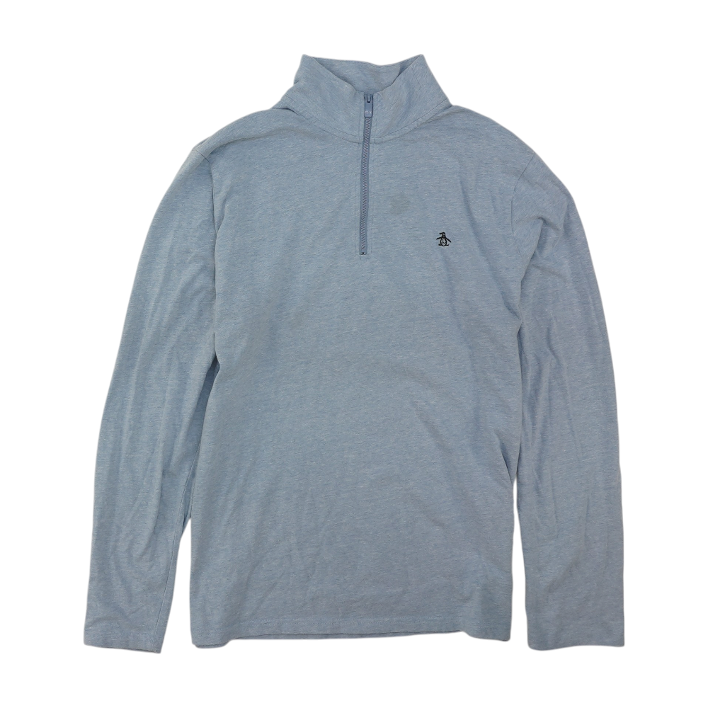 Blue Solid 1/4 Zip Pullover