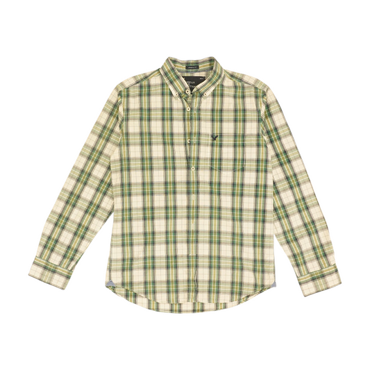 Green Plaid Long Sleeve Button Down