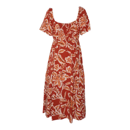 Rust Abstract Midi Dress