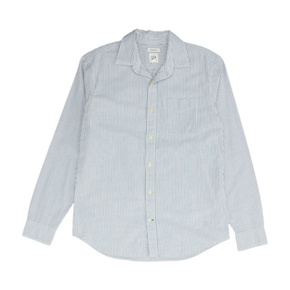 White Striped Long Sleeve Button Down