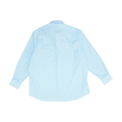Blue Solid Long Sleeve Button Down