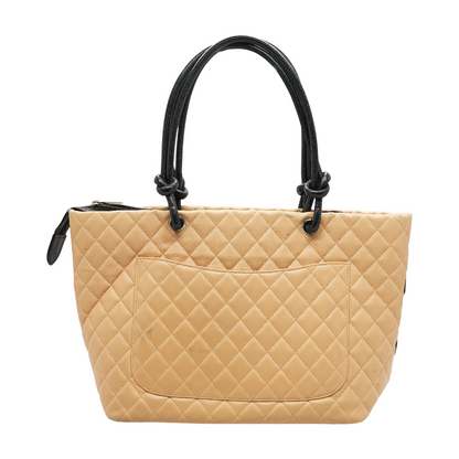 Large Calf Leather Quilted Cambon Tote