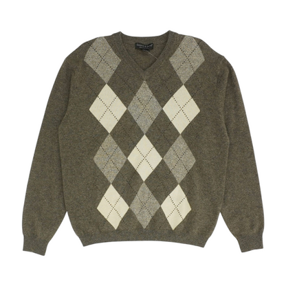 Brown Argyle Pullover Sweater