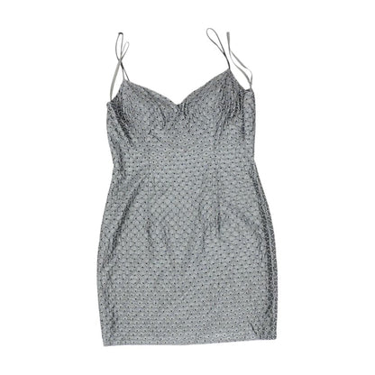 Vintage Silver 80's 100% Acetate Beaded Cocktail Dress