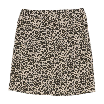 Beige Animal Print Mini Skirt