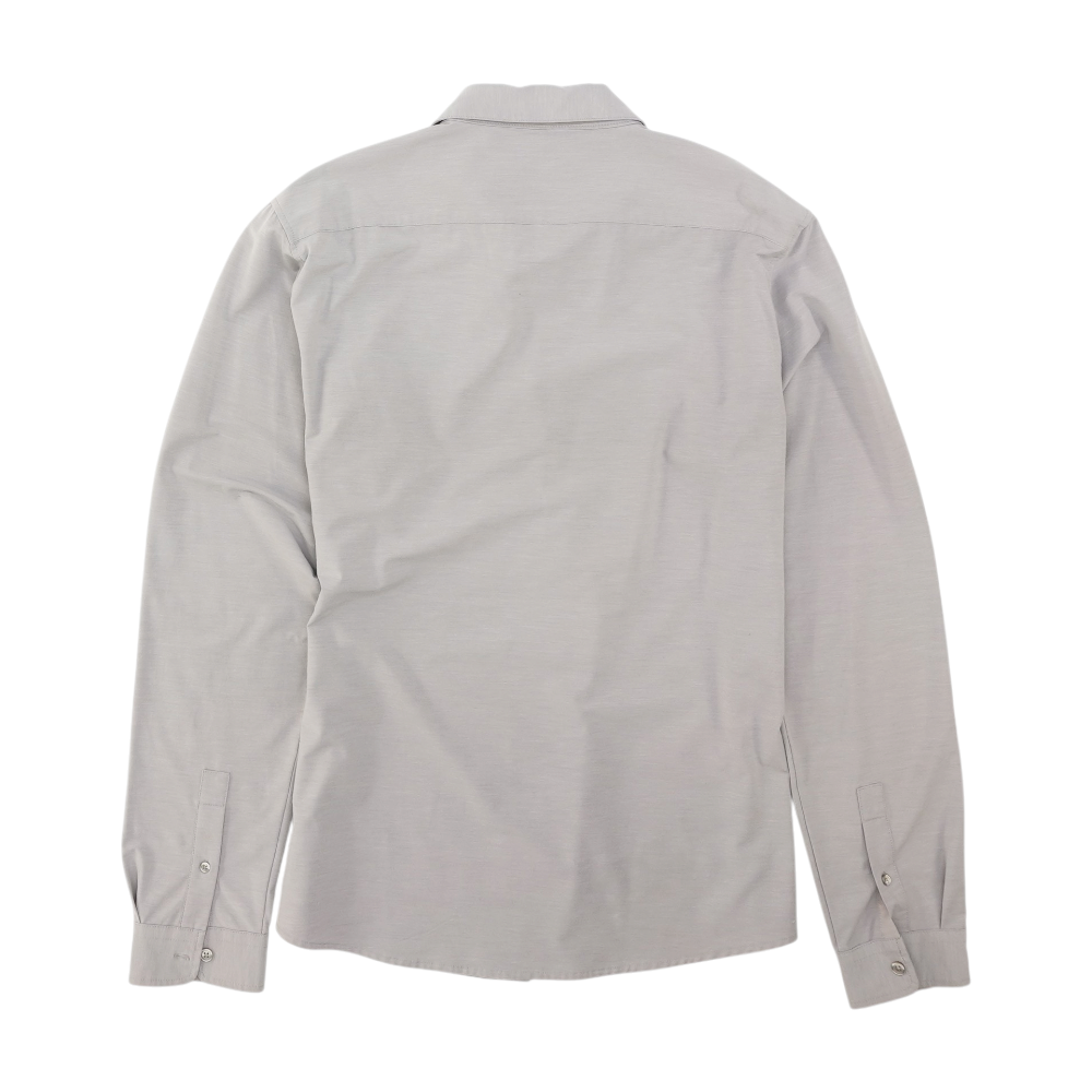 Gray Solid Long Sleeve Button Down
