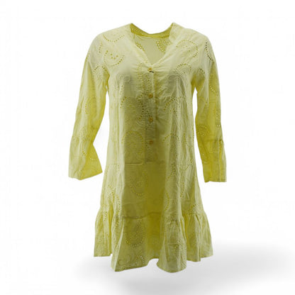 Yellow Solid Midi Dress