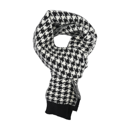 Black Houndstooth Polyester Scarf