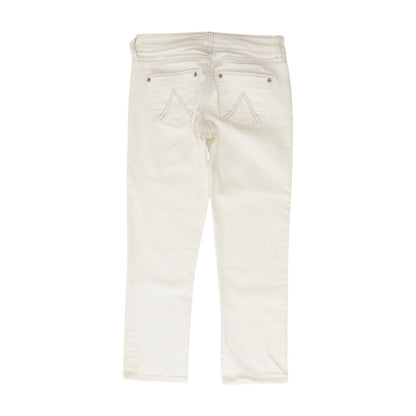 White Solid Mid Rise Regular Jeans