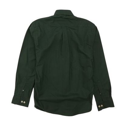 Green Solid Long Sleeve Button Down