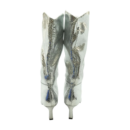 Silver Knee High Boots
