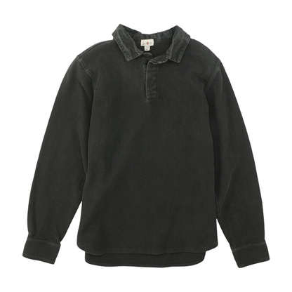 Gray Solid Long Sleeve Polo