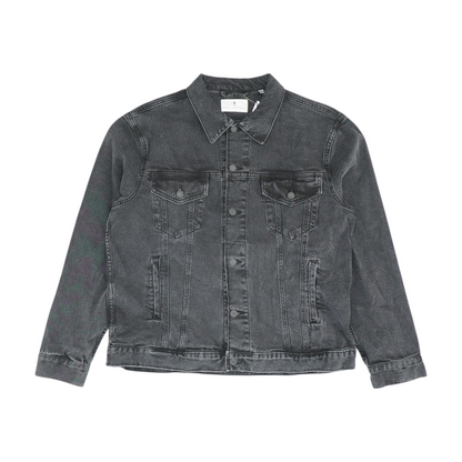 Black Solid Denim Jacket