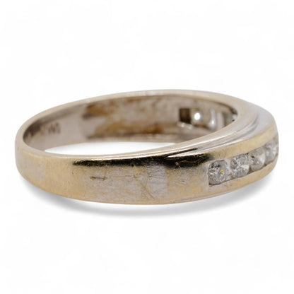 14K White Gold Channel Set Diamond Tapered Band