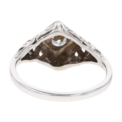 1/3 Ct 14K White Gold Round Diamond In Filigree Mounting Cocktail Ring