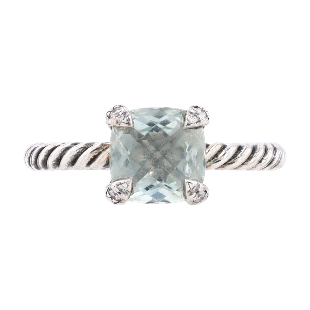 2 3/8 ctw Sterling Silver Prasiolite Fashion Ring