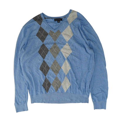 Blue Argyle Pullover Sweater