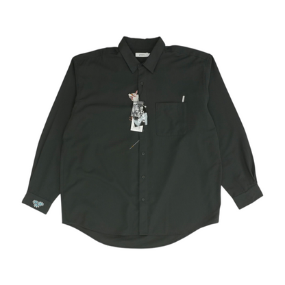 Gray Solid Long Sleeve Button Down