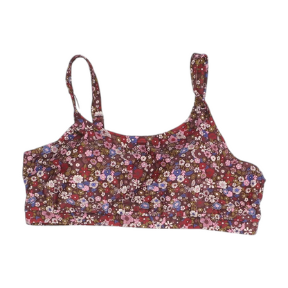 Maroon Plus Size Floral Swim Top