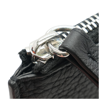 Four Stitches Zip Wallet in Black Leather