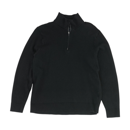 Black Solid 1/4 Zip Sweater