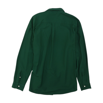 Green Solid Long Sleeve Button Down